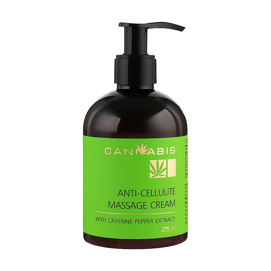 Антицелюлітний масажний крем для тіла Cannabis Anti-Cellulite Massage Cream з екстрактом каєнського перцю, 275 мл