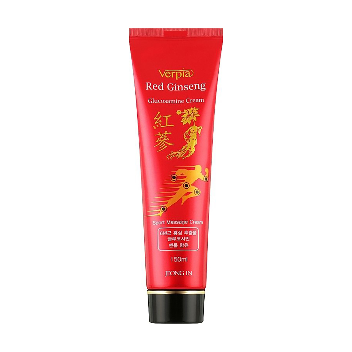Масажний крем для суглобів Juno Jeong In Verpia Red Ginseng Glucosamine Sport Massage Cream з червоним женьшенем та глюкозаміном, 150 мл